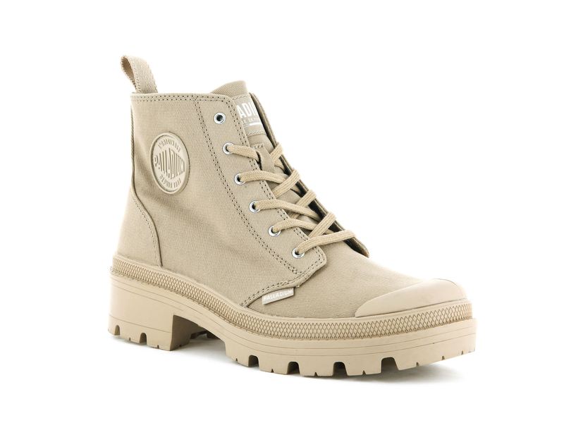 Beige Palladium Pallabase Twill Women's High Tops | USA  6091278-SN