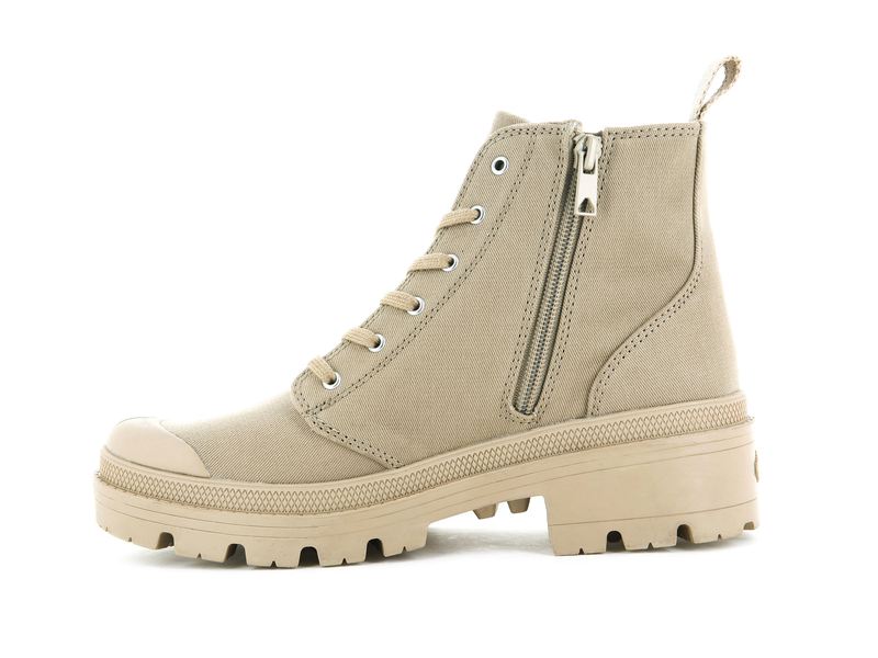 Beige Palladium Pallabase Twill Women's High Tops | USA  6091278-SN