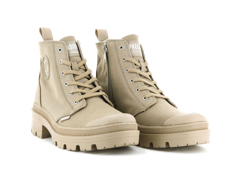 Beige Palladium Pallabase Twill Women's Boots | USA  9675180-WL