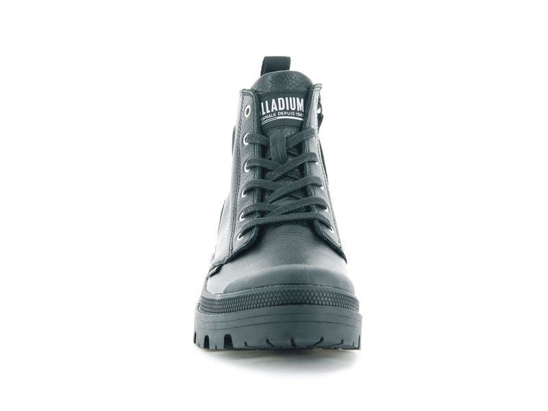 Black Palladium Pallabase Leather Women's High Tops | USA  9837201-IC