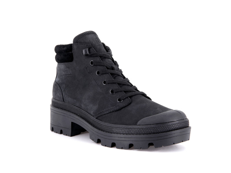 Black Palladium Pallabase Lo Cuff Women's High Tops | USA  7951306-ZM