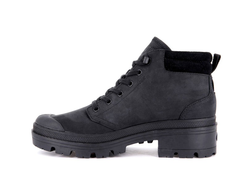 Black Palladium Pallabase Lo Cuff Women's High Tops | USA  7951306-ZM