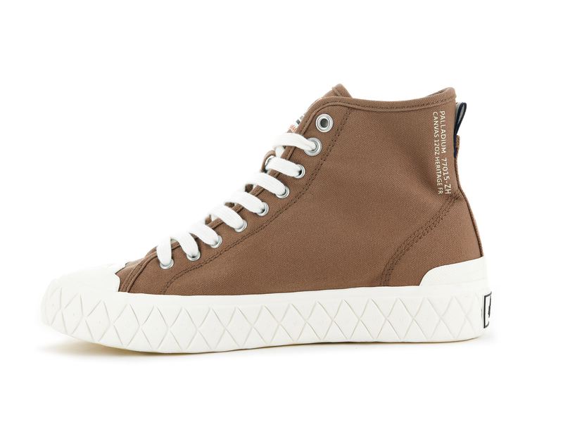 Brown Palladium Palla Ace Canvas Mid Men's High Tops | USA  5879610-FT