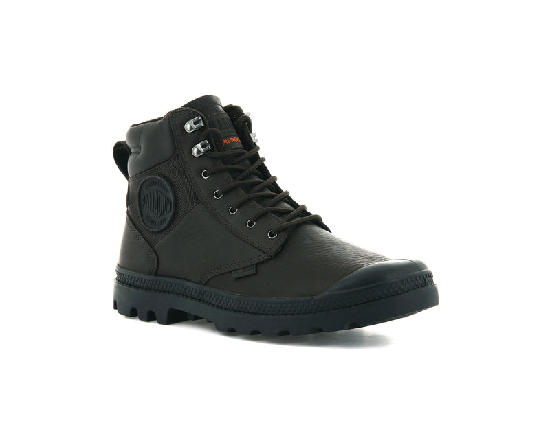 Dark Brown Palladium Pampa Shield Wp+ Lth Men's Boots | USA  4396712-XJ