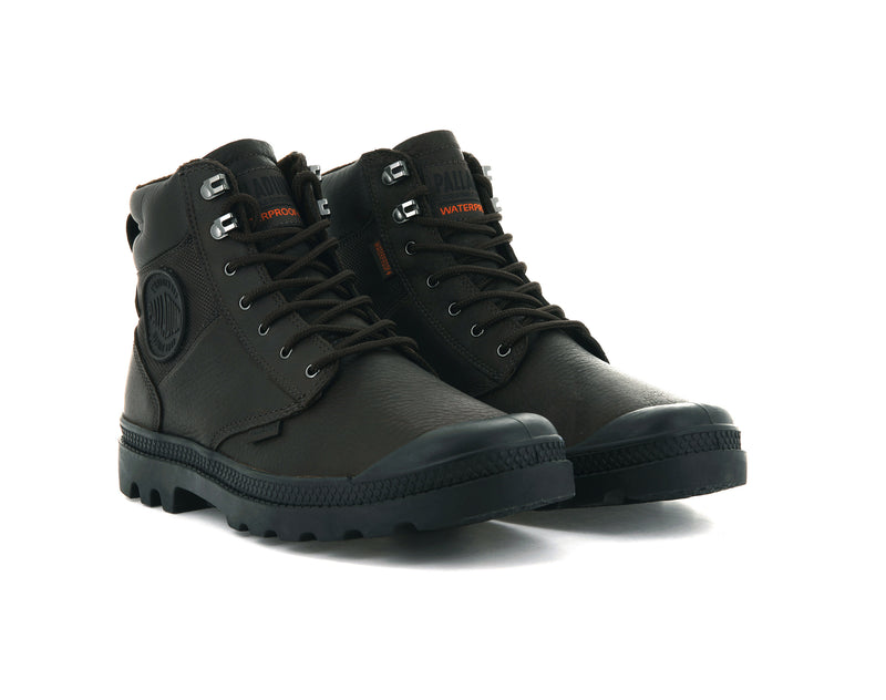 Dark Brown Palladium Pampa Shield Wp+ Lth Men's Boots | USA  4396712-XJ