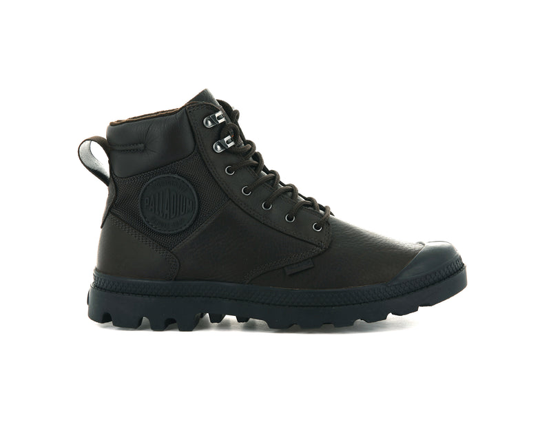 Dark Brown Palladium Pampa Shield Wp+ Lth Men\'s Boots | USA  4396712-XJ