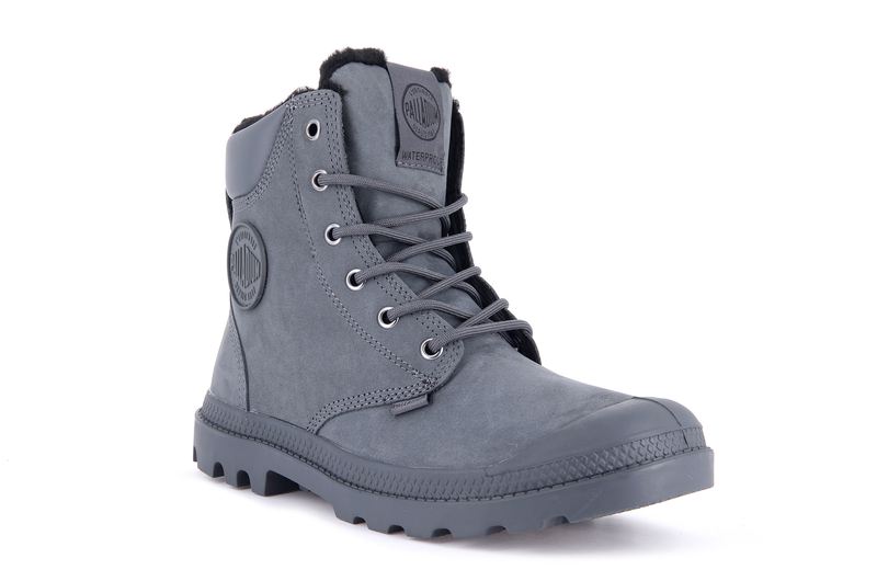 Dark Grey Palladium Pampa Sport Cuff Wps Kids' Boots | USA  0463278-ID