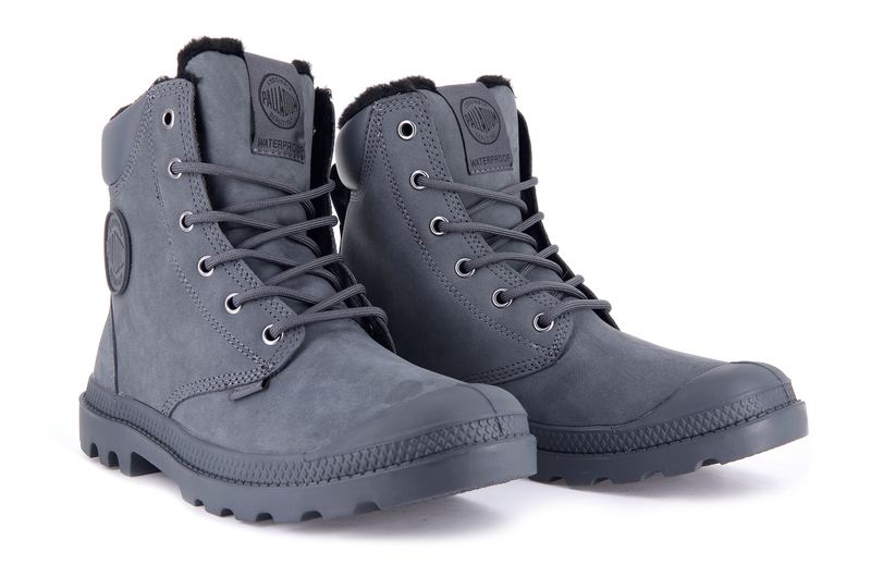 Dark Grey Palladium Pampa Sport Cuff Wps Kids' Boots | USA  0463278-ID