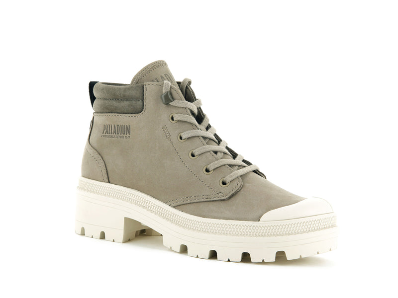 Grey Palladium Pallabase Lo Cuff Women's High Tops | USA  5347198-BR