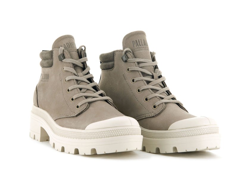 Grey Palladium Pallabase Lo Cuff Women's High Tops | USA  5347198-BR