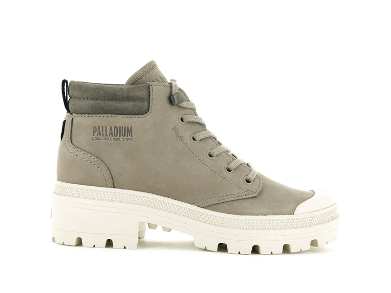 Grey Palladium Pallabase Lo Cuff Women\'s High Tops | USA  5347198-BR