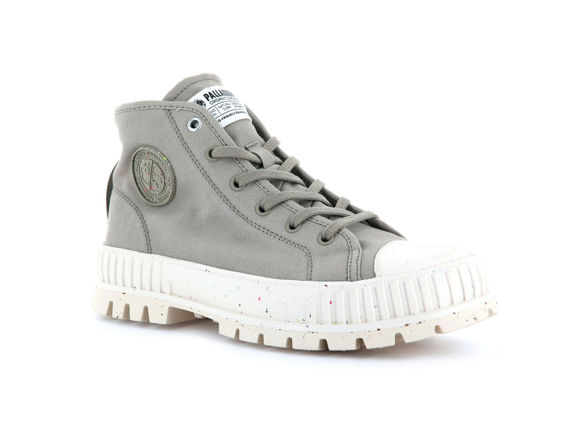 Grey Palladium Pallashock Mid Organic Kids' High Tops | USA  8420391-JL