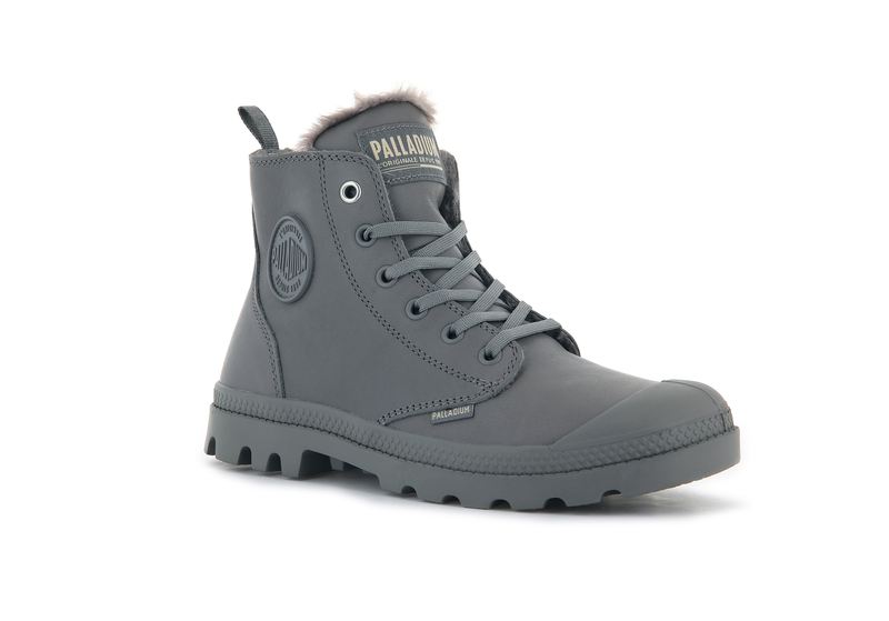 Grey Palladium Pampa Hi Zip Leather S Women's Boots | USA  2013549-XT