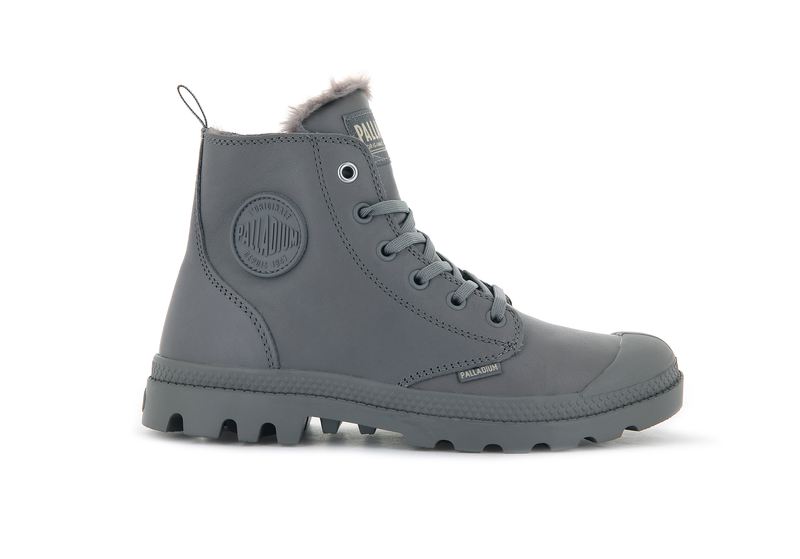 Grey Palladium Pampa Hi Zip Leather S Women\'s Boots | USA  2013549-XT