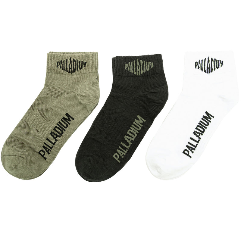 Olive/Black/White Palladium Basic Lo Pack Women\'s Socks | USA  6845210-GH