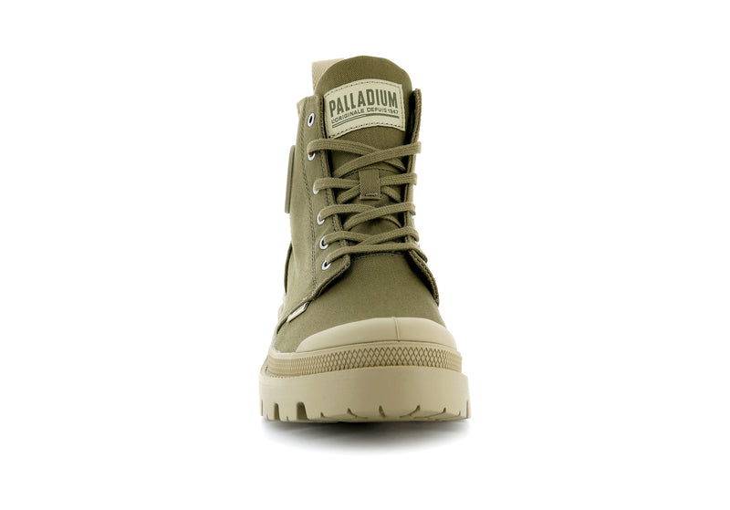 Olive Palladium Pallabase Twill Women's Boots | USA  1849705-QR