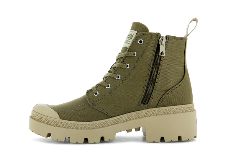 Olive Palladium Pallabase Twill Women's Boots | USA  1849705-QR