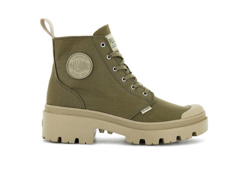 Olive Palladium Pallabase Twill Women\'s High Tops | USA  6495102-HX