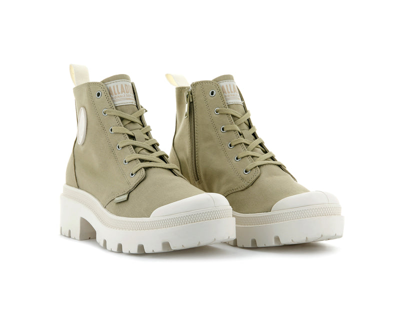 Olive Palladium Pallabase Twill Women's Boots | USA  8603914-NK