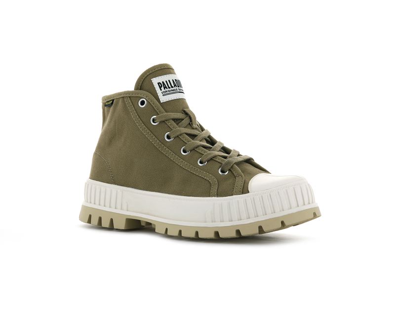 Olive Palladium Pallashock Mid Og Kids' High Tops | USA  3027851-LI