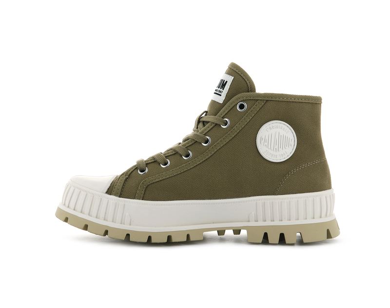 Olive Palladium Pallashock Mid Og Kids' High Tops | USA  3027851-LI