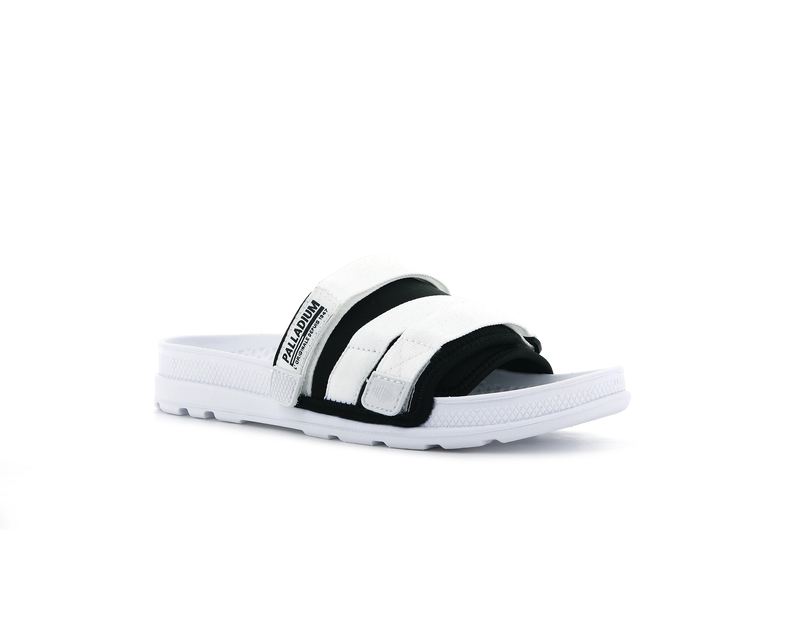 White/Black Palladium Solea Kids' Slides | USA  3074695-CY