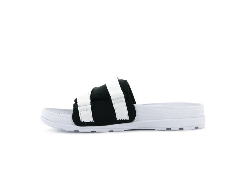 White/Black Palladium Solea Kids' Slides | USA  3074695-CY