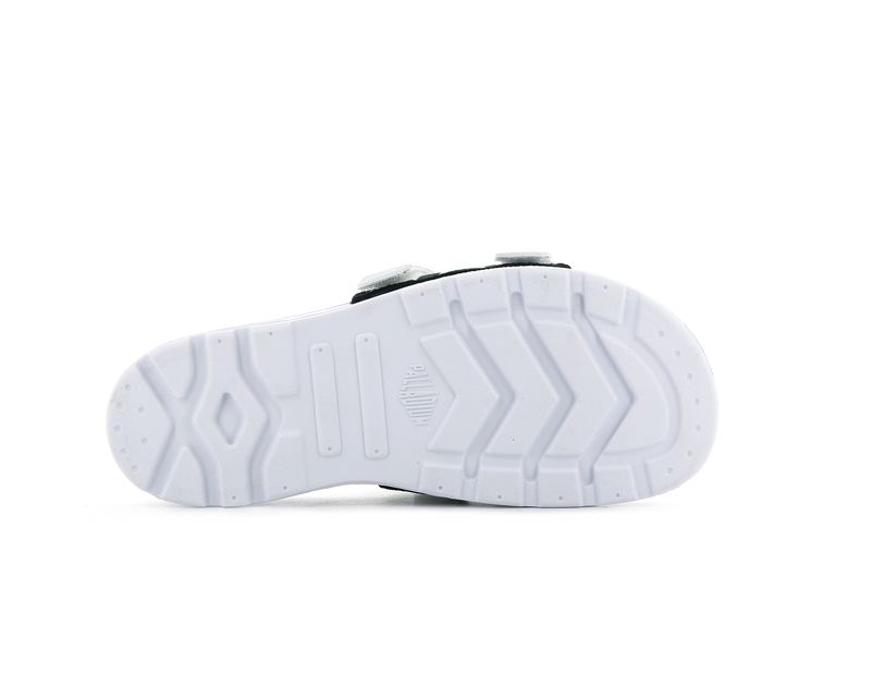 White/Black Palladium Solea Kids' Slides | USA  3074695-CY