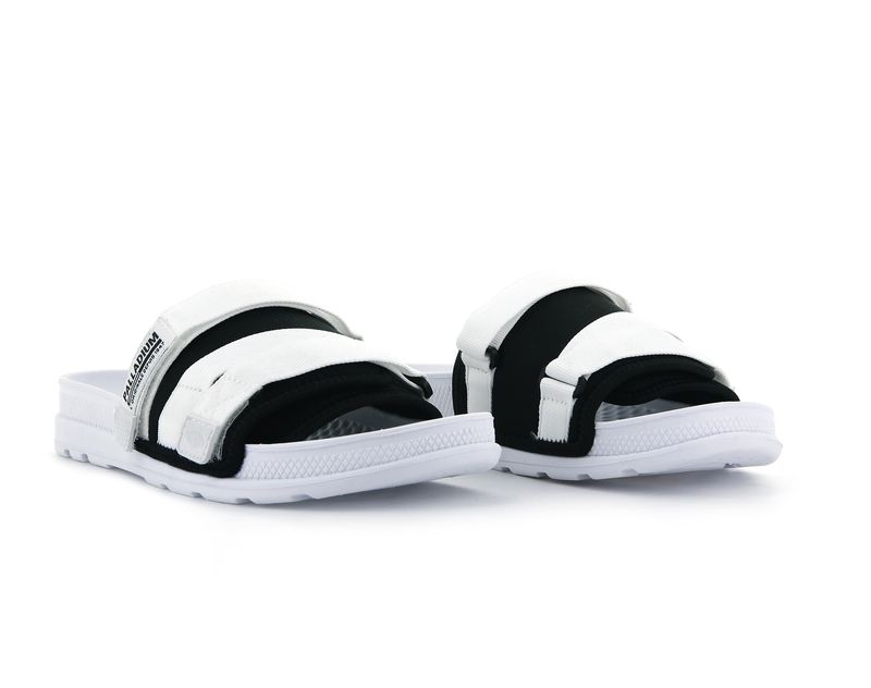 White/Black Palladium Solea Kids' Slides | USA  3074695-CY