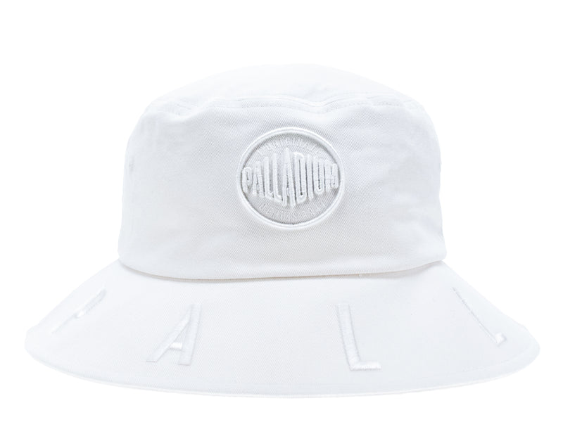 White Palladium Logo Bucket Kids\' Hats | USA  2987340-WM