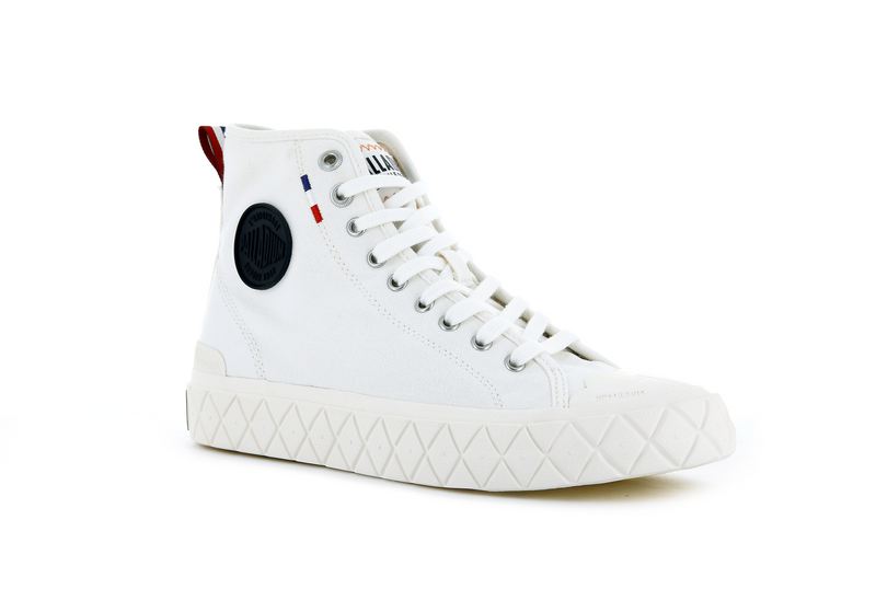 White Palladium Palla Ace Canvas Mid Women's High Tops | USA  7359210-UW