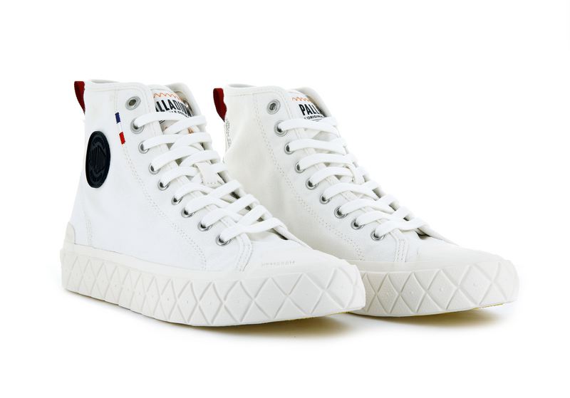 White Palladium Palla Ace Canvas Mid Women's High Tops | USA  7359210-UW