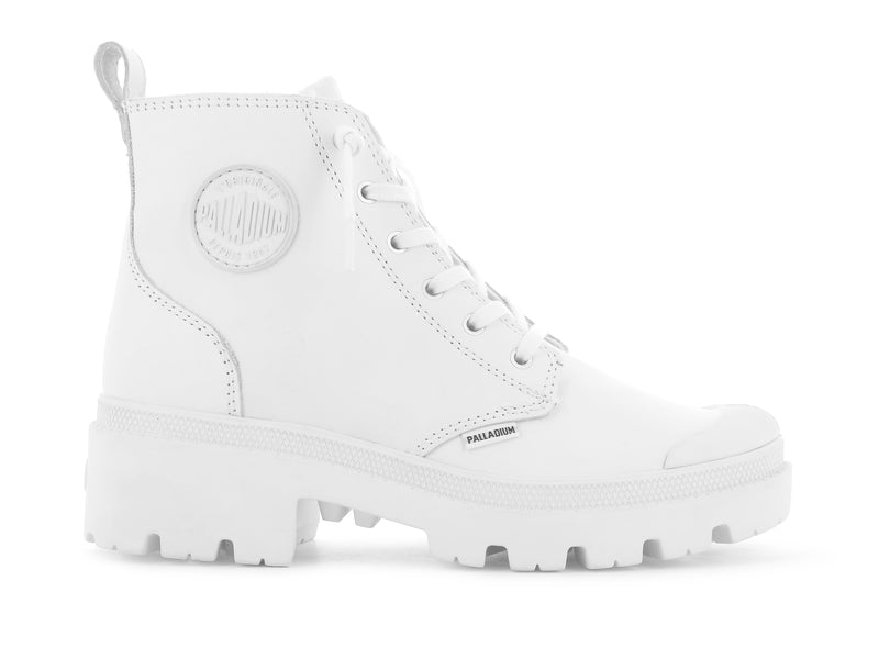 White Palladium Pallabase Leather Women\'s High Tops | USA  0912785-XP