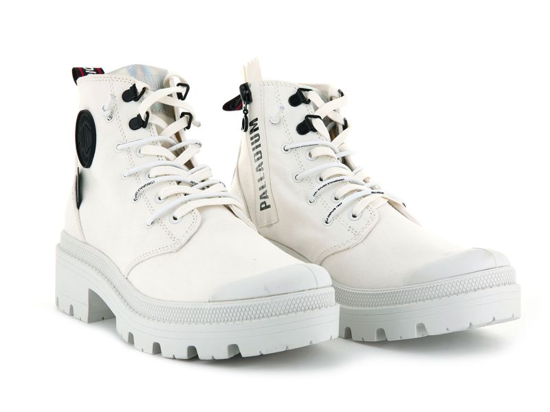 White Palladium Pallabase Metro Women's High Tops | USA  7362801-QX