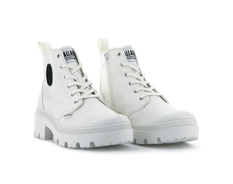 White Palladium Pallabase Twill Women's High Tops | USA  7159203-JL