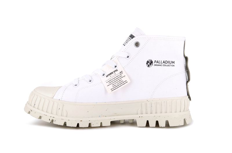 White Palladium Pallashock Mid Organic Kids' High Tops | USA  5364078-SV