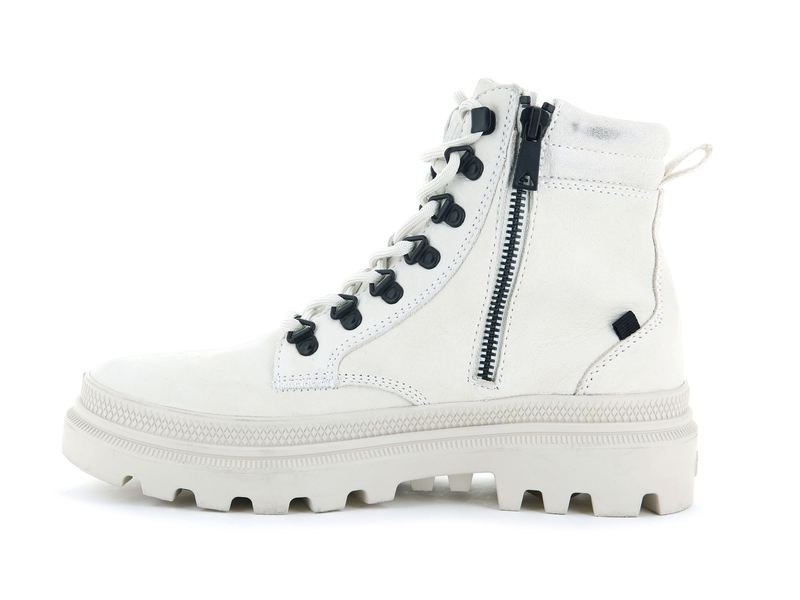 White Palladium Pallatrooper Hiker Nubuck Women's High Tops | USA  2359760-ZX