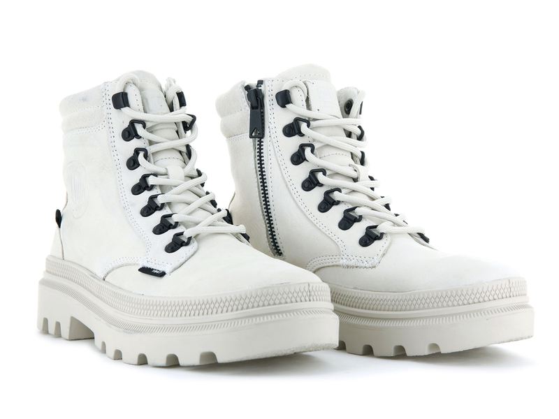 White Palladium Pallatrooper Hiker Nubuck Women's High Tops | USA  2359760-ZX