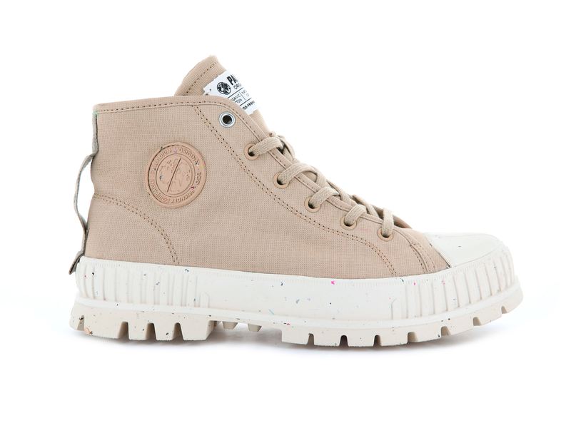 Beige Palladium Pallashock Mid Organic Women's High Tops | USA 5149382-CK