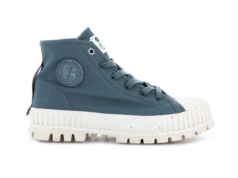 Blue Palladium Pallashock Mid Organic Kids' High Tops | USA 9014526-MY