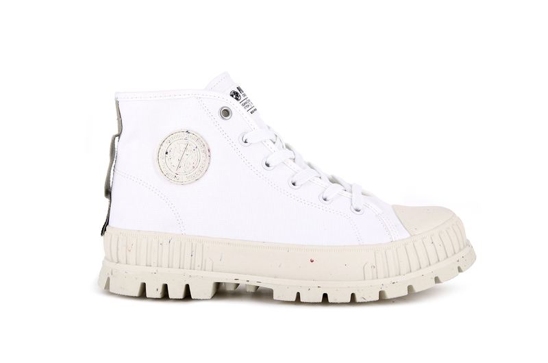 White Palladium Pallashock Mid Organic Kids' High Tops | USA 5364078-SV